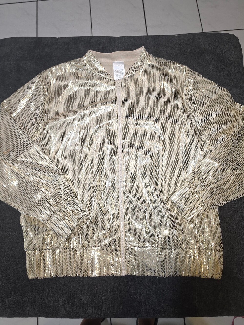 Serra Gold Sequin Bomber Jacket
